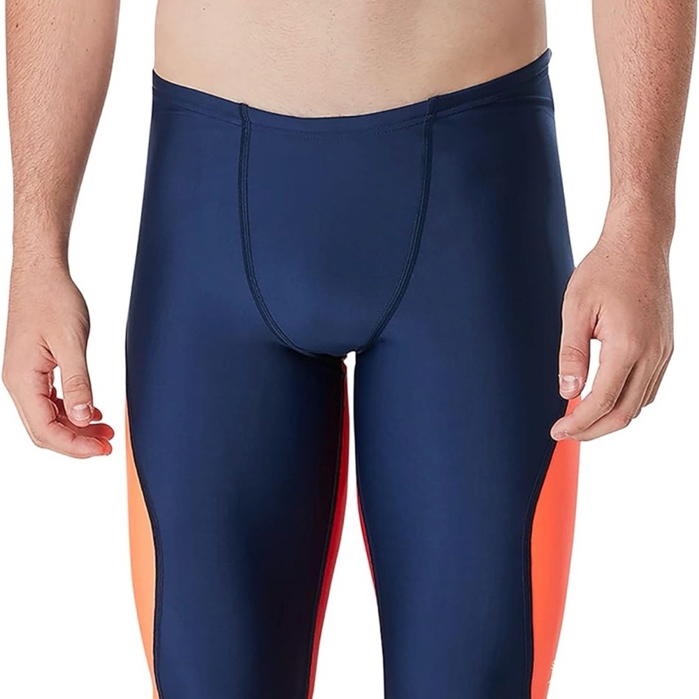 Speedo Red Swim Briefs with Navy Orange and Neon Green trim - Picture 7 of 9